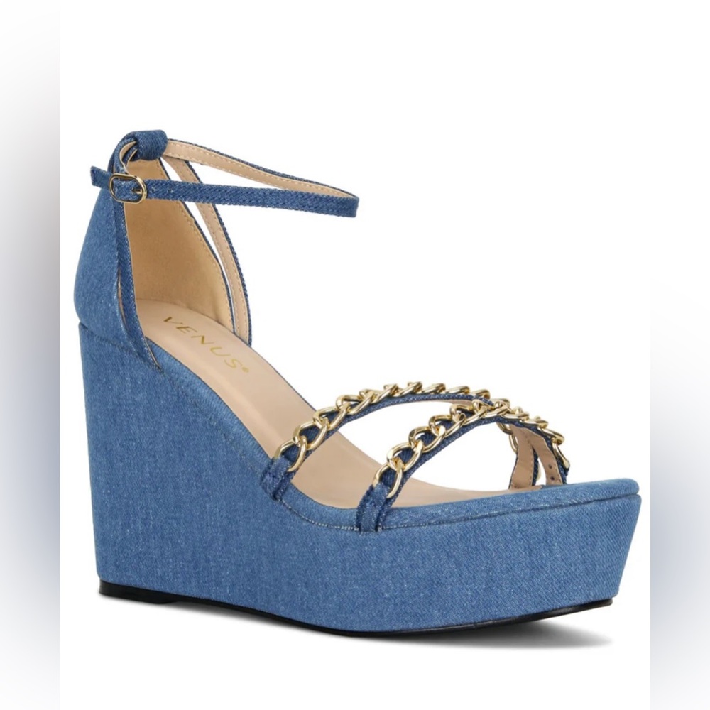 Stylish Blue Denim Platform Sandals